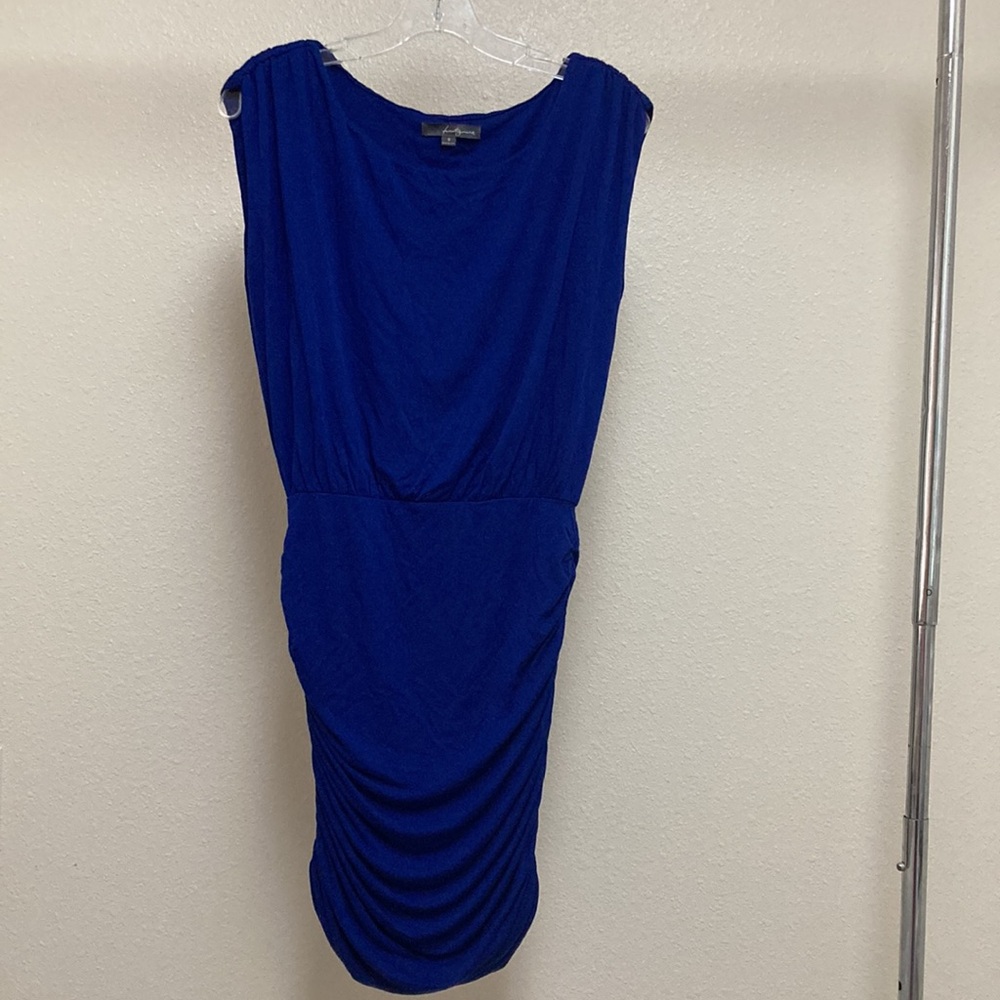 Blue Ruched Spandex Dress - Picture 4 of 6